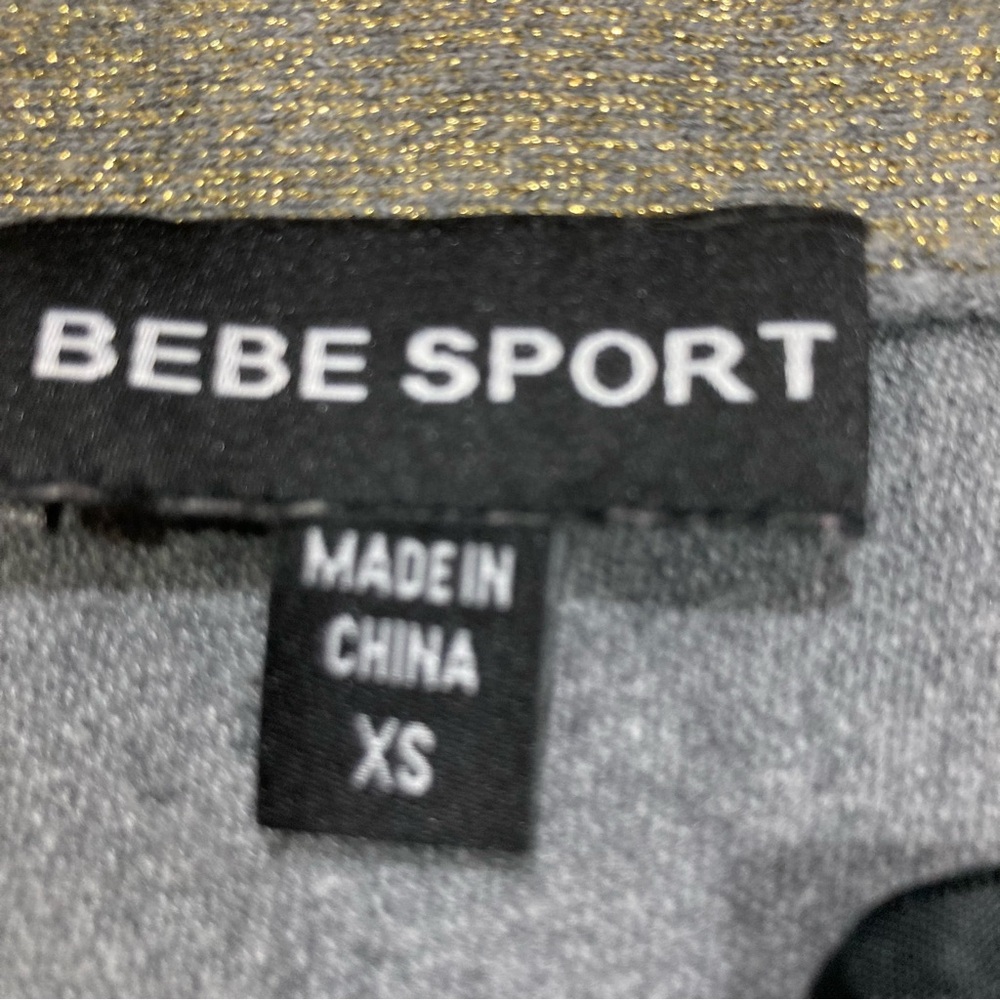 Bebe Sport Women’s Gray Jersey Knit Top with  Gold Textured Top Size XS - Picture 4 of 9